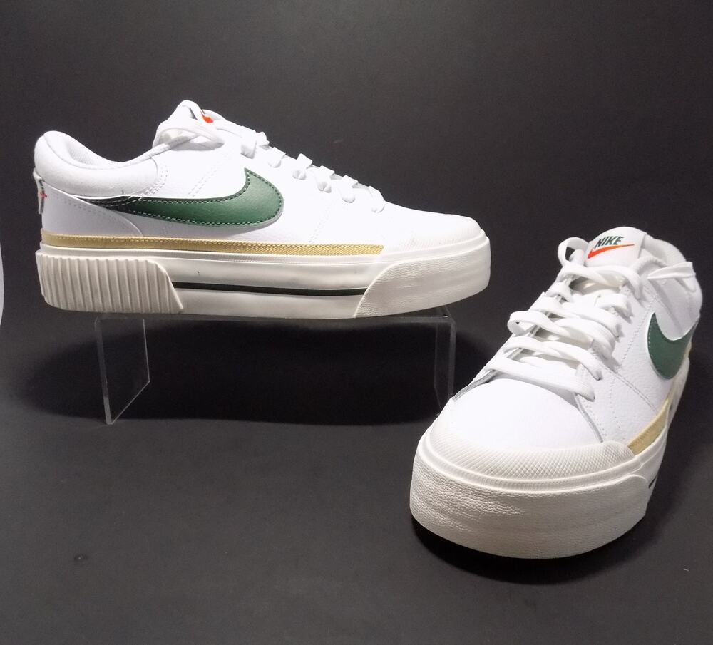 Nike Women's Court Legacy Lift Platform Shoes Green and White- Size 8.5